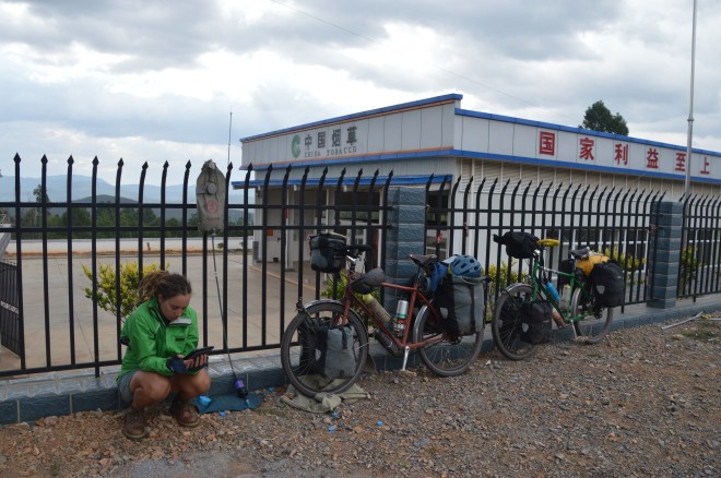 Waiting for our water to filter.