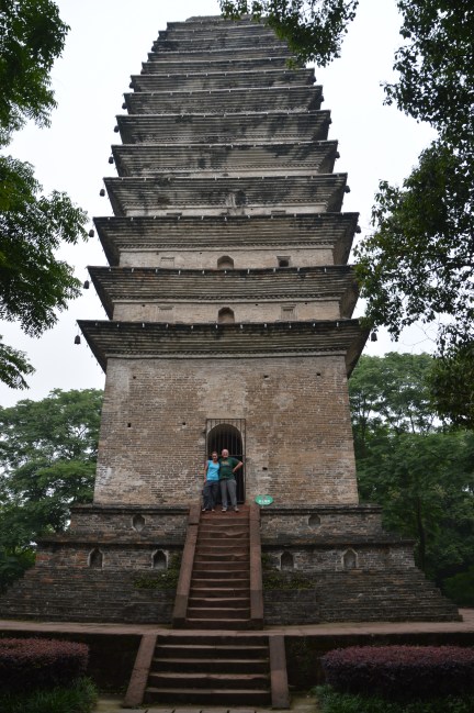 Dad and I at the base of a pagoda.