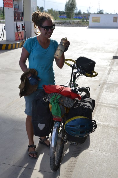 Excited to find water after making the rookie mistake of not carrying enough in the desert.