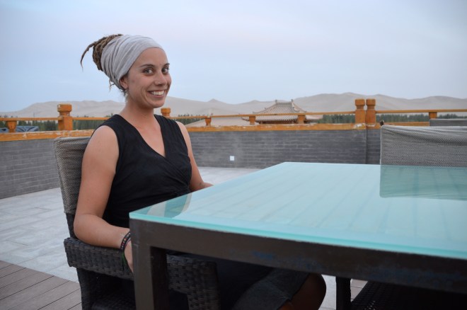 Dinner overlooking the sand dunes.