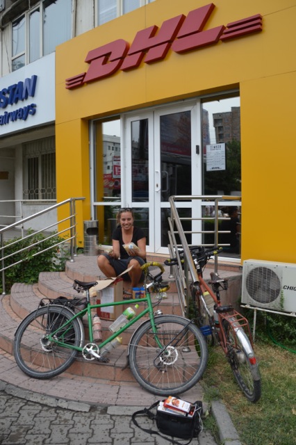 Excited by the care package send by Heide - dried food for the Pamirs, chocolate and more!!