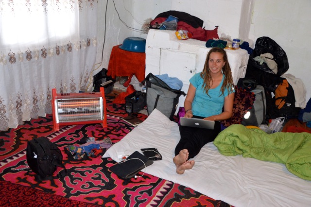 Relaxing in the warmth our homestay.