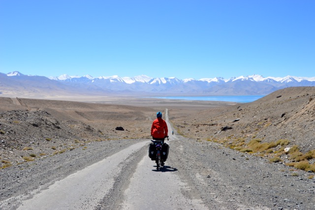 Cycling down to the lake.