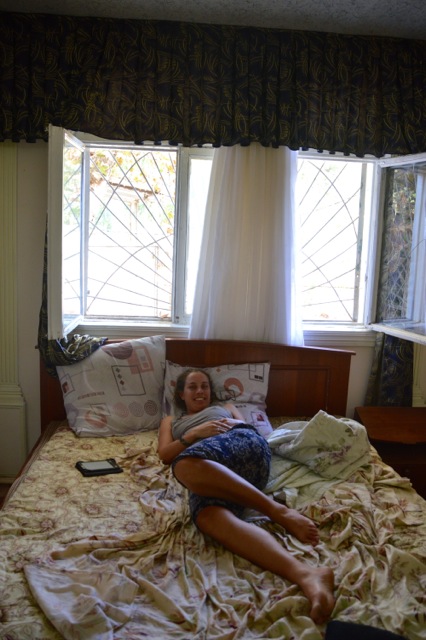 Chilling out in our own Soviet era apartment in Qarshi.