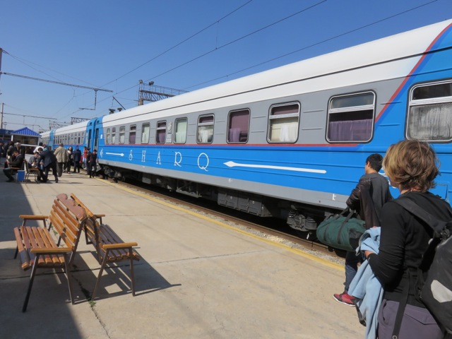 The Sharq train that we caught from Tashkent to Samarkand to Bukhara.