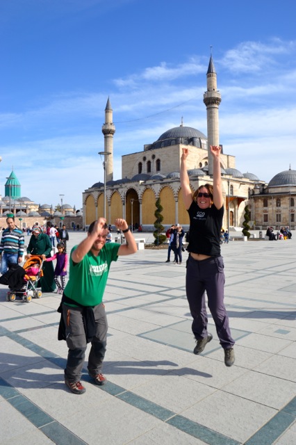Excited in front of the Mevlana museum.