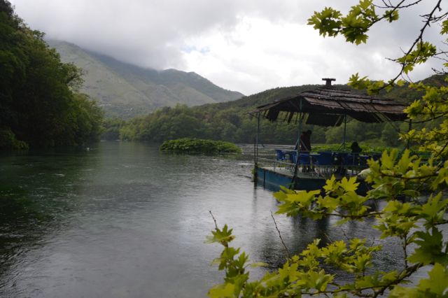 Waiting out the rain on a pontoon.