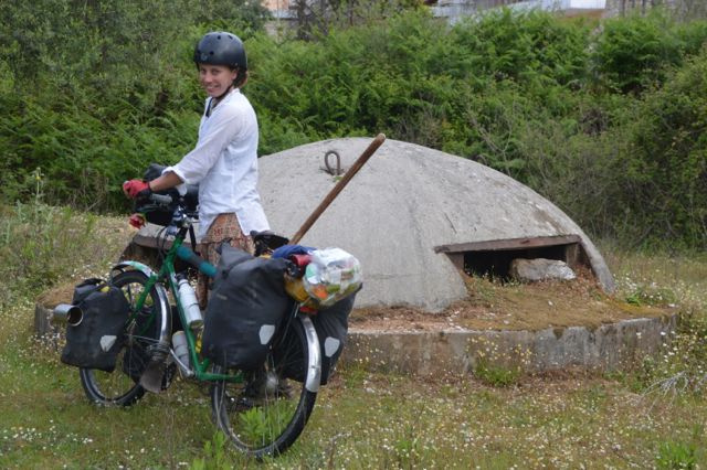 Jude with a concrete bunker.