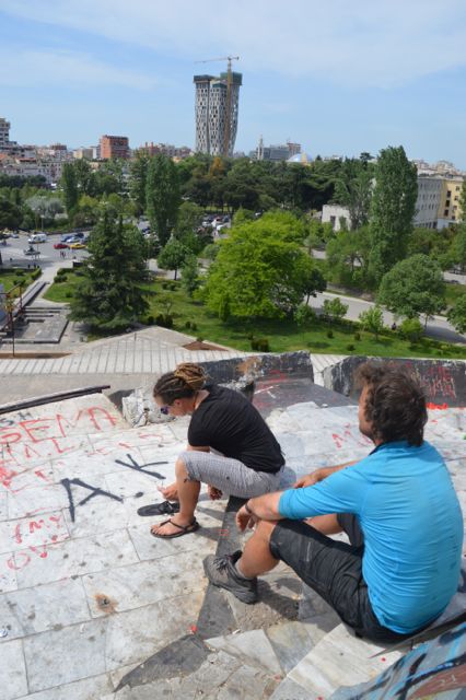 Enjoying the view from the top of the Piramida - boy was the climb up and down its walls a little tricky.