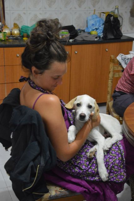 Sara getting some puppy love.